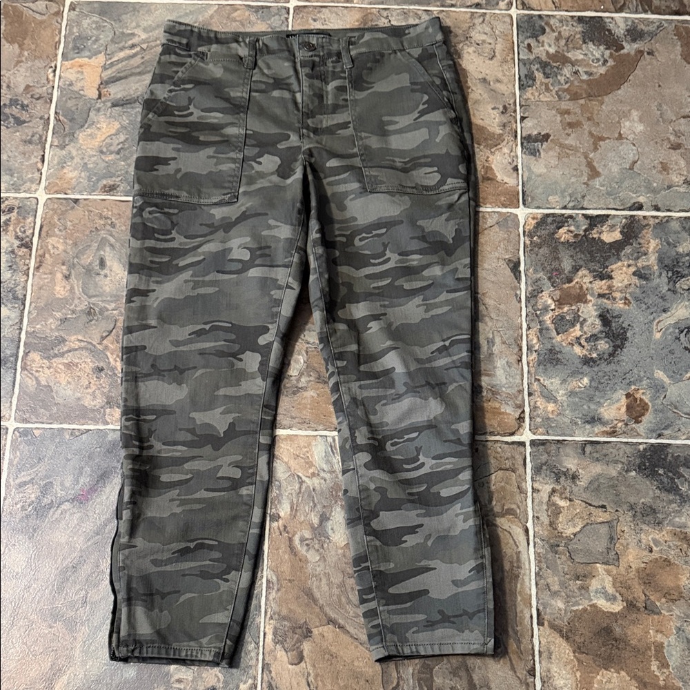 Sanctuary Social Standard Olive Green Camouflage Pants